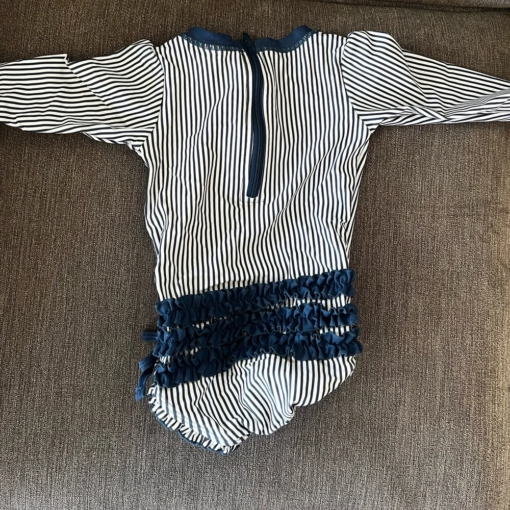 Rufflebutts Navy White Stripe Bathing Suit 12-18 Months - Picture 5 of 5